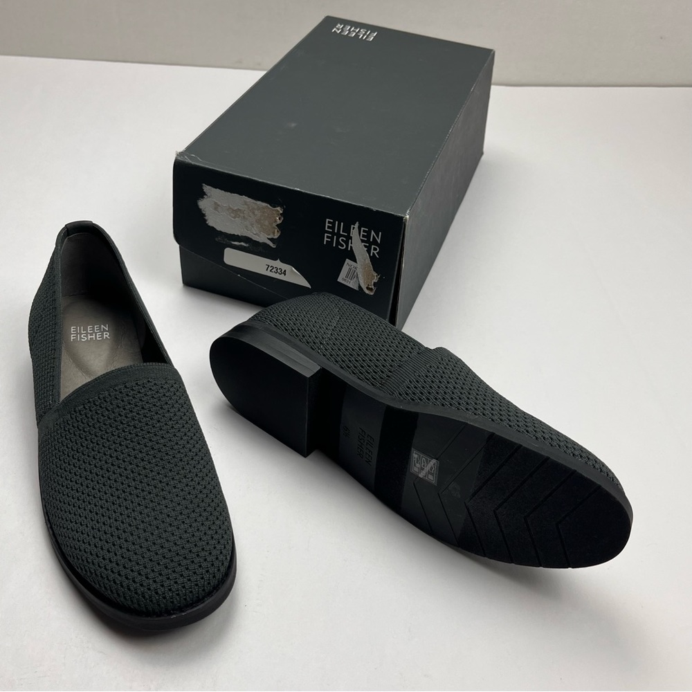 Eileen Fisher Demi Recycled Stretch Knit Loafer Women SZ 6.5 Grey Gray Shoes NEW